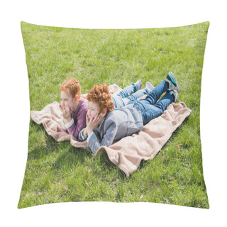 Personality  Siblings Lying On Grass  Pillow Covers