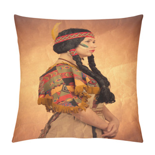 Personality  Native American Woman Toned Image Pillow Covers