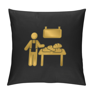Personality  Bakery Vendor Gold Plated Metalic Icon Or Logo Vector Pillow Covers