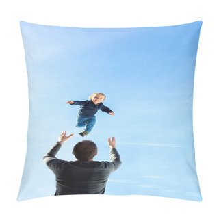 Personality  Little Toddler Boy, Flying In The Sky, Dad Throwing Him High In  Pillow Covers