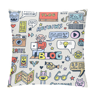 Personality  Blogging Doodle Fancy Wacky Set Pillow Covers
