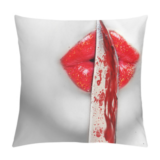 Personality  Knife On Lips. Pillow Covers