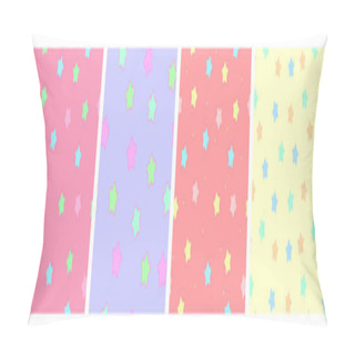Personality  Repeatable Princess Pattern With Star And Dots. Cute Pink Background Set. Modern Fairy Princess Star Repetitive Pattern For Paper, Textile Design. Fantasy Star Background Collection For Boys And Girls Pillow Covers