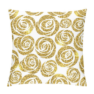 Personality  Vector Shining Golden Glitter Roses Flower Floral Seamless Pattern Pillow Covers