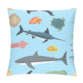 Personality  Sea Animals Vector Seamless Pattern Pillow Covers