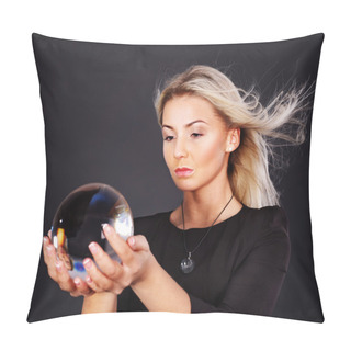 Personality  Young Woman With Crystal Ball. Pillow Covers