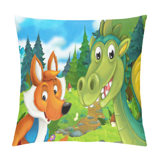 Personality  Dragon On Lawn With Fox  Pillow Covers