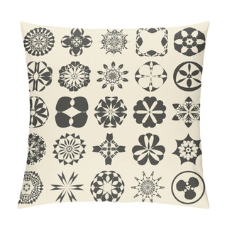 Personality  25 Design  Element Set. Twenty Five Sample Object Collection.  Round, Floral,  Geometrical, Tribal And Ethnic Motif Ornament. Editable And Color Ready. Pillow Covers