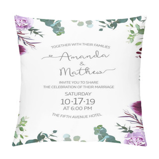 Personality  Purple Carnation Flowers, Dark Plum Colored Orchid, Agonis.  Pillow Covers