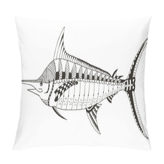 Personality  Marlin, Swordfish Zentangle Stylized, Vector, Illustration, Freehand Pencil, Hand Drawn, Pattern. Pillow Covers