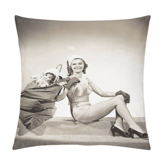 Personality  Woman With Christmas Presents  Pillow Covers