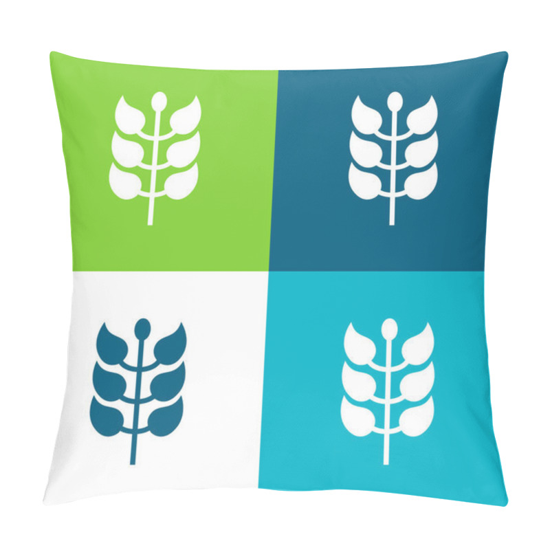 Personality  Branch With Leaves Flat four color minimal icon set pillow covers