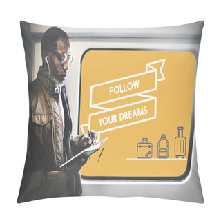 Personality  Businessman Writing In Notebook Pillow Covers