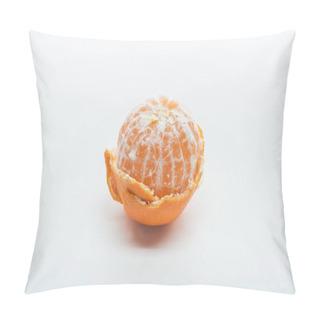 Personality  Ripe Juicy Whole Peeled Tangerine With Peel On White Background Pillow Covers