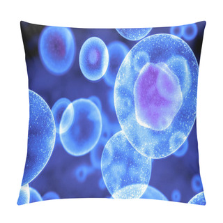 Personality  Artificial Cell Capable Of Ingesting, Processing And Eliminating Organic Materials. 3D Rendering Pillow Covers