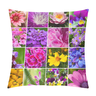 Personality  Collage From Different Kind Of Flowers Pillow Covers
