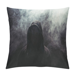 Personality  Silhouette Of Hooligan On Black Background With Smoke  Pillow Covers