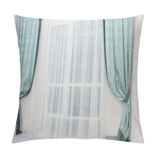 Personality  Window With Curtains In Modern Flat Pillow Covers