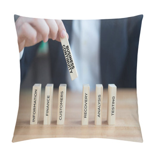 Personality  Businessman Playing With Wooden Blocks  Pillow Covers