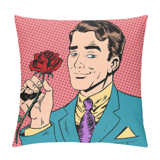 Personality  Man Flower Dating Love Meeting Art Pop Retro Vintage Pillow Covers