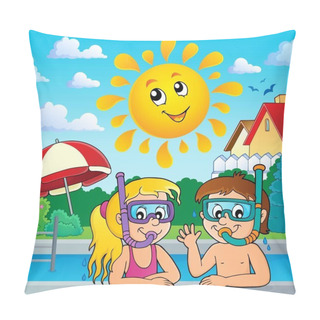 Personality  Children Snorkel Divers Theme 3 - Eps10 Vector Illustration. Pillow Covers