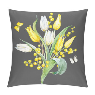 Personality  Watercolor Tulip Composition Pillow Covers