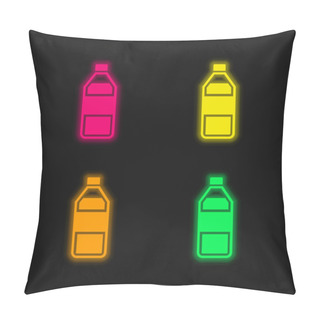 Personality  Bottle Of Water Four Color Glowing Neon Vector Icon Pillow Covers