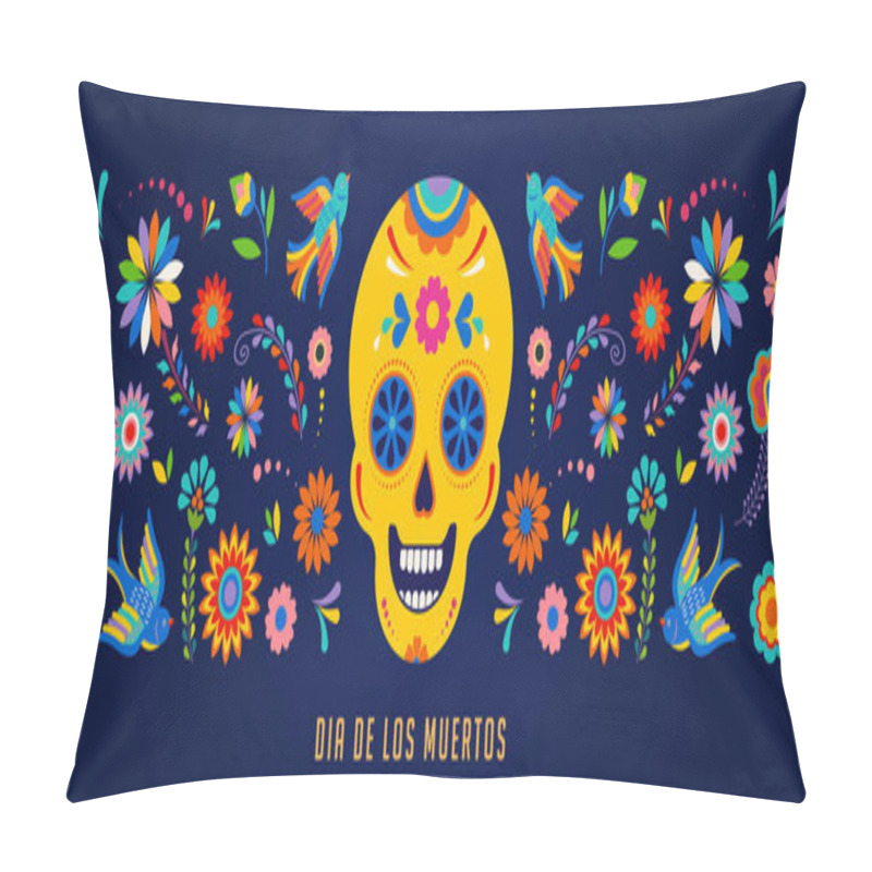 Personality  Day of the dead, Dia de los muertos background, banner and greeting card concept with sugar skull. pillow covers