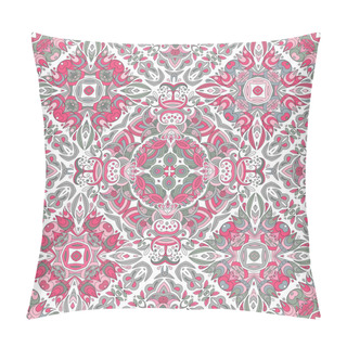 Personality  Luxury Oriental Tile Seamless Pattern. Colorful Floral Patchwork Background. Mandala Boho Chic Style. Rich Flower Ornament. Hexagon Design Elements. Portuguese Moroccan Motif. Unusual Flourish Print. Pillow Covers