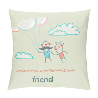 Personality  Friends Flying On Balloons Pillow Covers