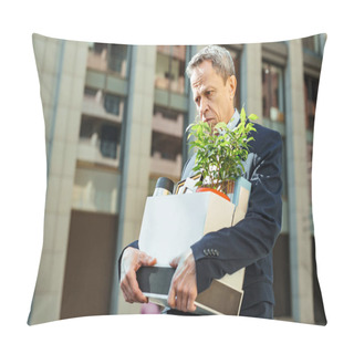 Personality  Fired Man Feeling Lost Taking His Personal Things Home Pillow Covers
