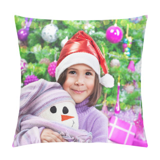 Personality  Little Happy Girl On Christmas Party Pillow Covers