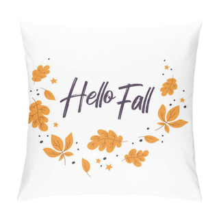 Personality  Vector Doodle Composition Circle Of Autumn Leaves. Round Autumn Design Element On White Background For Autumn Fall, Agricultural Harvest, Thanksgiving Or Halloween Designs Pillow Covers