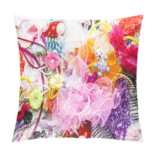 Personality  Colorful Collection Of Girl Stuff Like Barettes And Hair Clips Pillow Covers