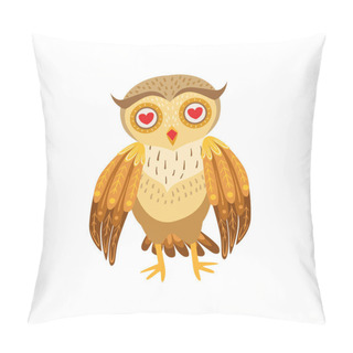 Personality  Owl In Love Cute Cartoon Character Emoji With Forest Bird Showing Human Emotions And Behavior Pillow Covers