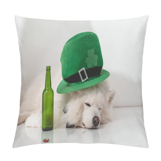 Personality  Dog In Green Hat With Beer Bottle  Pillow Covers