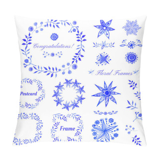Personality  Floral Motifs. Blue Set Pillow Covers