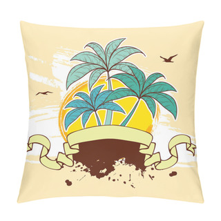 Personality  Vector Illustration Of Tropic Back With Palms Pillow Covers