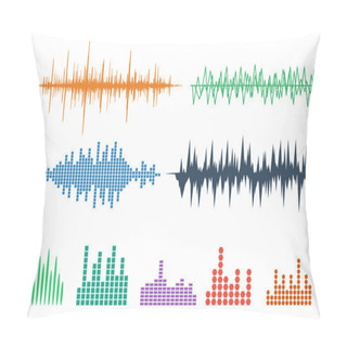 Personality  Music Soundwave Icons Set. Pillow Covers