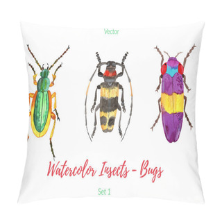 Personality  Set Of Hand Painted Watercolor Insects Pillow Covers