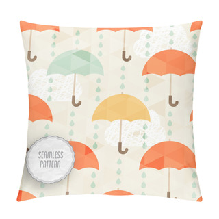 Personality  Seamless Pattern With Umbrella And Rain. Pillow Covers