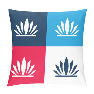 Personality  Agave Blue And Red Four Color Minimal Icon Set Pillow Covers