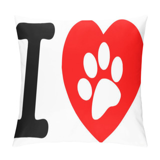 Personality  White Paw Print In A Heart And Letter I Pillow Covers