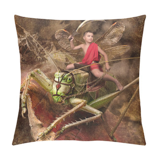 Personality  Boy Warrior Riding On Grasshoppers Pillow Covers