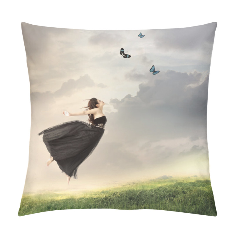 Personality  Girl Jumping In The Air Pillow Covers