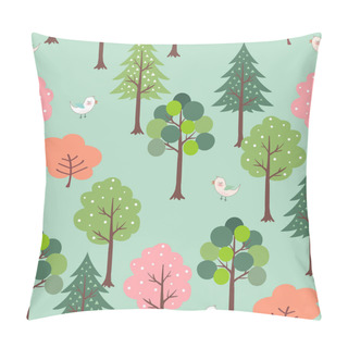 Personality  Cute Birds In Colorful Forest Seamless Pattern For Kid Product,t-shirt,fashion,fabric,textile,print Or Wallpaper,vector Illustration Pillow Covers