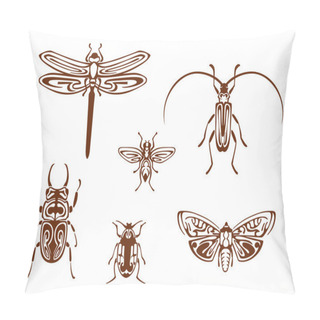 Personality  Insects In Tribal Ornamental Style Pillow Covers