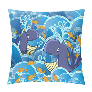 Personality  Two Cartoon Whales In The Water Pillow Covers