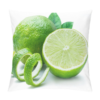Personality  Ripe Lime Fruits On The White Background. Pillow Covers