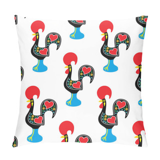 Personality  Portuguese Rooster Of Barcelos Folk Art Vector Seamless Pattern, Galo De Barcelos Wallpaper Or Textile, Fabric Print Design Pillow Covers